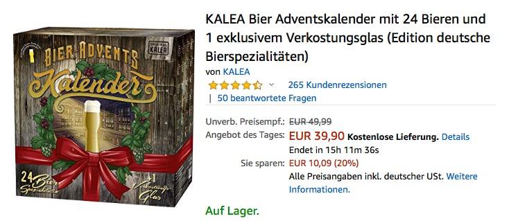 KALEA Bier Adventskalender mit 24 Bieren und 1 exklusivem Verkostungsglas (Edition deutsche Bierspezialitäten) - jetzt 22% billiger KALEA Bier Adventskalender mit 24 Bieren und 1 exklusivem Verkostungsglas (Edition deutsche Bierspezialitäten) - jetzt 22% billiger