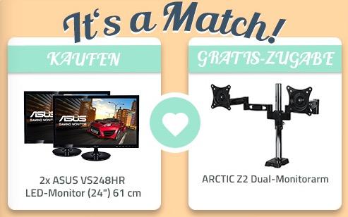 2x ASUS VS248HR LED-Monitor (24") 61 cm + ARCTIC Z2 Dual-Monitorarm Bundle - jetzt 18% billiger 2x ASUS VS248HR LED-Monitor (24") 61 cm + ARCTIC Z2 Dual-Monitorarm Bundle - jetzt 18% billiger