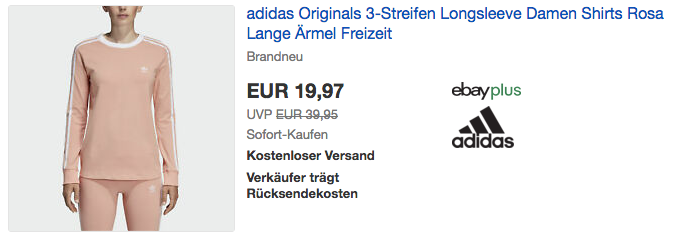adidas Originals 3-Streifen Damen Longsleeve (32-42), rosa adidas Originals 3-Streifen Damen Longsleeve (32-42), rosa