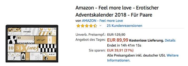 Amazon - Feel more love - Erotischer Adventskalender 2018 - jetzt 31% billiger Amazon - Feel more love - Erotischer Adventskalender 2018 - jetzt 31% billiger