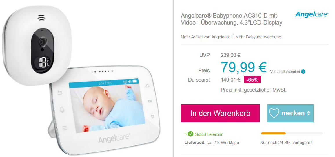 Angelcare® Babyphone AC310-D mit Videoüberwachung Angelcare® Babyphone AC310-D mit Videoüberwachung