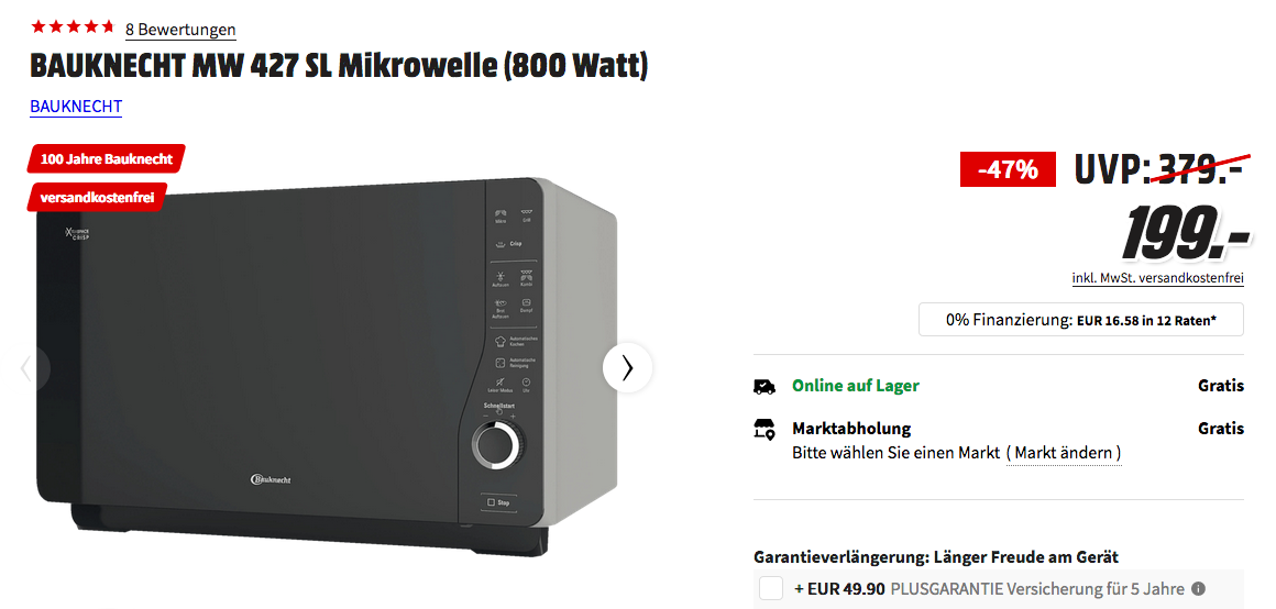BAUKNECHT ExtraSpace MW 427 SL Mikrowelle mit Grill- und Dampfgarfunktion BAUKNECHT ExtraSpace MW 427 SL Mikrowelle mit Grill- und Dampfgarfunktion