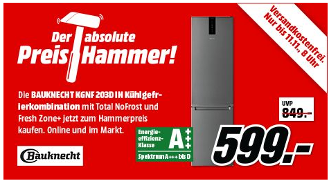 BAUKNECHT KGNF 203D IN Kühlgefrierkombination, 201 cm hoch BAUKNECHT KGNF 203D IN Kühlgefrierkombination, 201 cm hoch