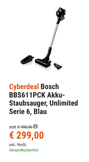 Bosch BBS611PCK Akku-Staubsauger, 18,0 V Power for ALL Akku Bosch BBS611PCK Akku-Staubsauger, 18,0 V Power for ALL Akku