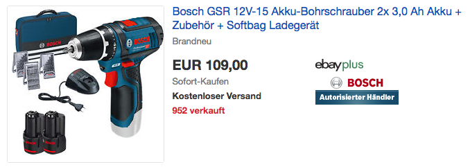 Bosch GSR 12V-15 Akku-Bohrschrauber inkl. 2x 3,0 Ah Akku + Zubehör + Softbag + Ladegerät Bosch GSR 12V-15 Akku-Bohrschrauber inkl. 2x 3,0 Ah Akku + Zubehör + Softbag + Ladegerät