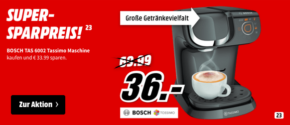 BOSCH TAS6002 Tassimo My Way Kapselmaschine, schwarz BOSCH TAS6002 Tassimo My Way Kapselmaschine, schwarz