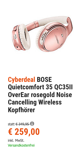 BOSE Quietcomfort 35 QC35II Noise Cancelling Wireless Kopfhörer, Limited Edition RoseGold BOSE Quietcomfort 35 QC35II Noise Cancelling Wireless Kopfhörer, Limited Edition RoseGold