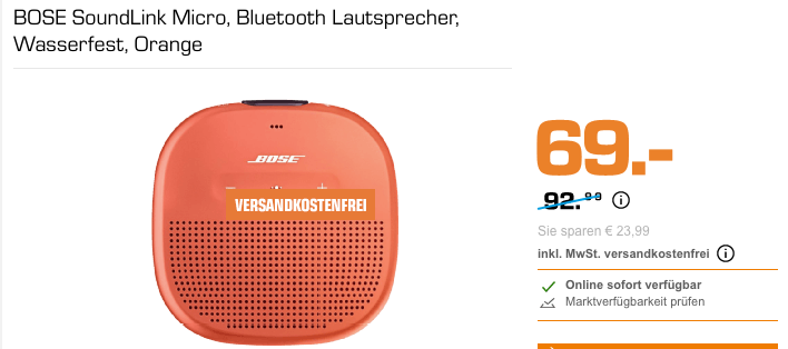 BOSE SoundLink Micro Bluetooth-Lautsprecher, orange BOSE SoundLink Micro Bluetooth-Lautsprecher, orange