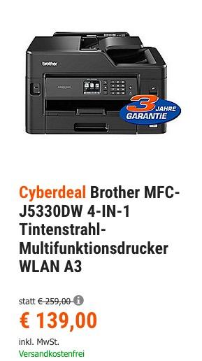 Brother MFC-J5330DW 4-IN-1 A3 Tintenstrahl-Multifunktionsdrucker - jetzt 10% billiger Brother MFC-J5330DW 4-IN-1 A3 Tintenstrahl-Multifunktionsdrucker - jetzt 10% billiger
