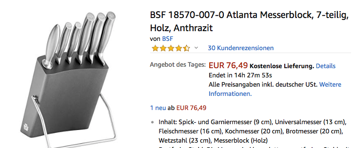 BSF 18570-007-0 Atlanta Messerblock, 7-teilig, Holz, Anthrazit BSF 18570-007-0 Atlanta Messerblock, 7-teilig, Holz, Anthrazit