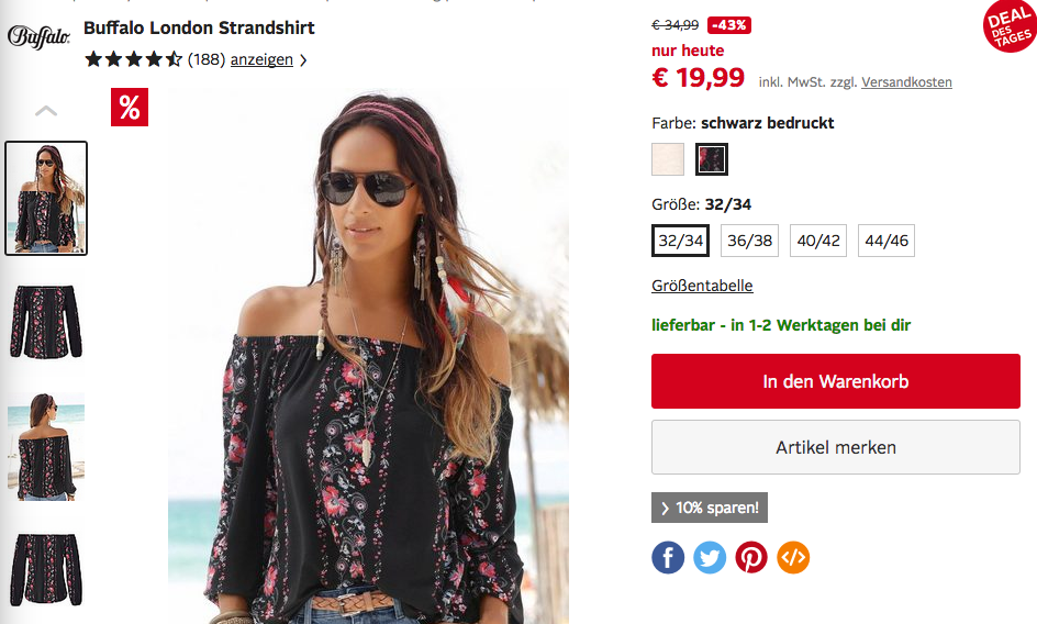 Buffalo "London" Damen Strandshirt Buffalo "London" Damen Strandshirt