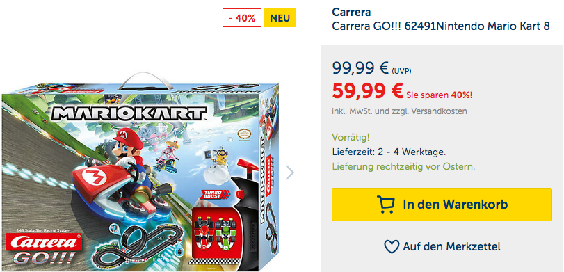 Carrera GO!!! 62491Nintendo Mario Kart 8 Action-Rennbahn Carrera GO!!! 62491Nintendo Mario Kart 8 Action-Rennbahn
