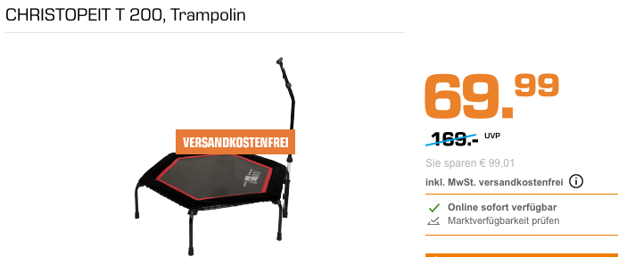 CHRISTOPEIT T 200 Trampolin mit Haltegriff CHRISTOPEIT T 200 Trampolin mit Haltegriff