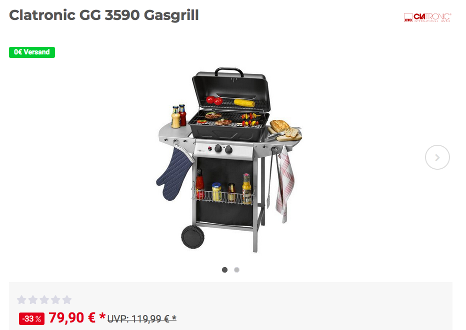 Clatronic GG 3590 Gasgrill, 2x 2,75 kW Clatronic GG 3590 Gasgrill, 2x 2,75 kW