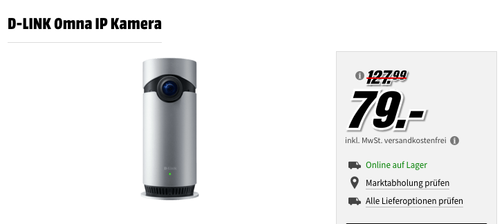 D-Link DSH-C310 Omna IP -Überwachungskamera (180 Grad Weitwinkelobjektiv, Full-HD, Tag und Nacht, kompatibel mit Apple HomeKit) D-Link DSH-C310 Omna IP -Überwachungskamera (180 Grad Weitwinkelobjektiv, Full-HD, Tag und Nacht, kompatibel mit Apple HomeKit)