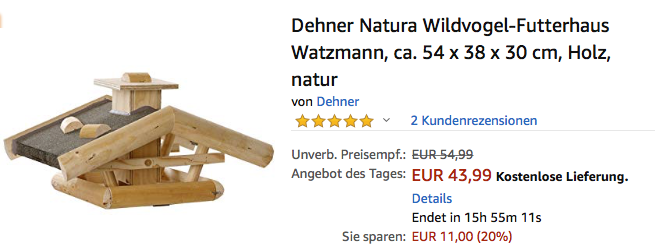 Dehner Natura Wildvogel-Futterhaus Watzmann ca. 54 x 38 x 30 cm, natur Dehner Natura Wildvogel-Futterhaus Watzmann ca. 54 x 38 x 30 cm, natur