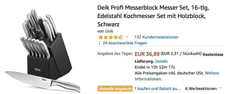 Deik Profi Messerblock Messer Set, 16-tlg - jetzt 33% billiger Deik Profi Messerblock Messer Set, 16-tlg - jetzt 33% billiger