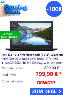 Dell G3 17 3779 Notebook (17.3", i5-8300H, 8GB RAM, 1TB HDD + 128GB SSD, GeForce GTX 1050, Win10 Home) Dell G3 17 3779 Notebook (17.3", i5-8300H, 8GB RAM, 1TB HDD + 128GB SSD, GeForce GTX 1050, Win10 Home)
