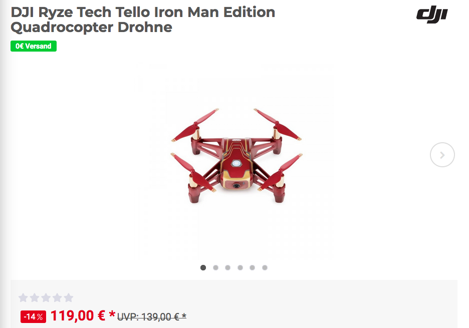 DJI Ryze Tech "Tello Iron Man Edition" Drohne DJI Ryze Tech "Tello Iron Man Edition" Drohne