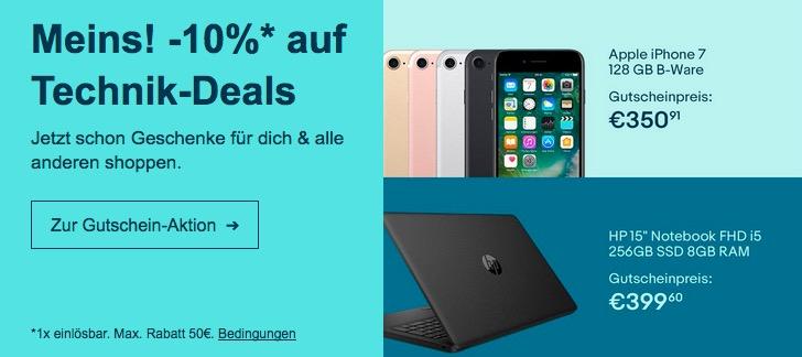 Ebay - 10% Rabatt auf ausgewählte Technik: z.B. HP 15-da0403ng Notebook ( i5, 256GB SSD, 8 GB RAM, ohne Windows) - jetzt 10% billiger Ebay - 10% Rabatt auf ausgewählte Technik: z.B. HP 15-da0403ng Notebook ( i5, 256GB SSD, 8 GB RAM, ohne Windows) - jetzt 10% billiger