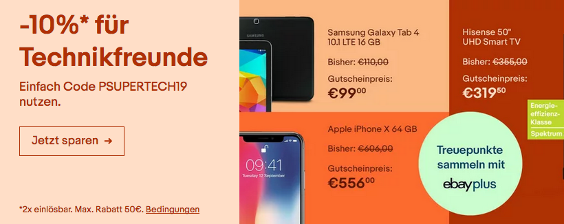 Ebay - 10% Rabatt auf Unterhaltungselektronik: z.B. Hisense H50AE6030 50 Zoll UHD-Fernseher Ebay - 10% Rabatt auf Unterhaltungselektronik: z.B. Hisense H50AE6030 50 Zoll UHD-Fernseher