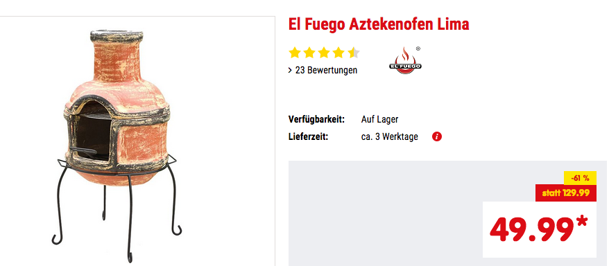 El Fuego Aztekenofen "Lima", 80 cm hoch El Fuego Aztekenofen "Lima", 80 cm hoch