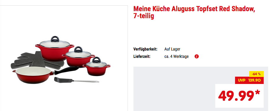 ELO Meine Küche Aluguss-Topfset "Red Shadow", 7-teilig ELO Meine Küche Aluguss-Topfset "Red Shadow", 7-teilig