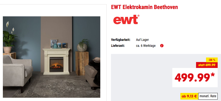 EWT Elektrokamin Beethoven, 100 x H 94 x T 36 cm EWT Elektrokamin Beethoven, 100 x H 94 x T 36 cm