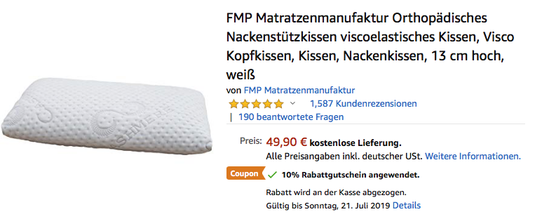 FMP Matratzenmanufaktur Orthopädisches Nackenstützkissen, versch. Größe FMP Matratzenmanufaktur Orthopädisches Nackenstützkissen, versch. Größe