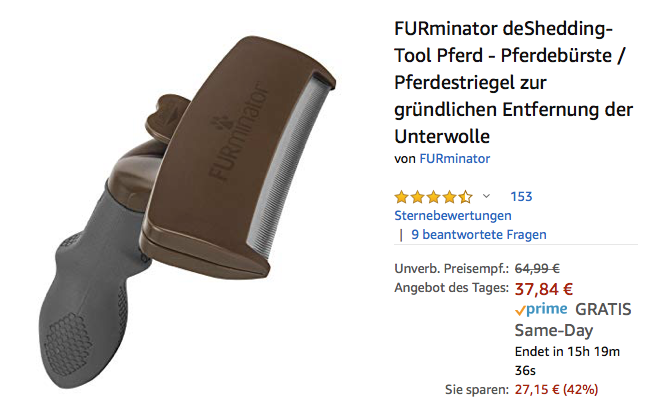 FURminator deShedding-Tool Pferd - Pferdebürste zur Entfernung der Unterwolle, Version 2.0 FURminator deShedding-Tool Pferd - Pferdebürste zur Entfernung der Unterwolle, Version 2.0