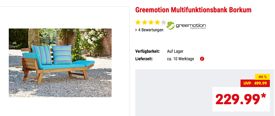 Greemotion Multifunktionsbank "Borkum"akazie/blau, flexibel als Sitzbank oder Sonnenliege nutzbar Greemotion Multifunktionsbank "Borkum"akazie/blau, flexibel als Sitzbank oder Sonnenliege nutzbar