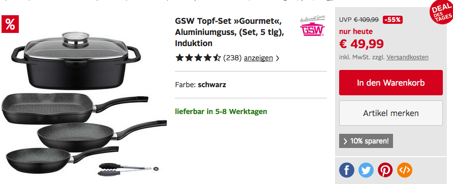 GSW Pfannen-Set "GOURMET", 5-teilig GSW Pfannen-Set "GOURMET", 5-teilig
