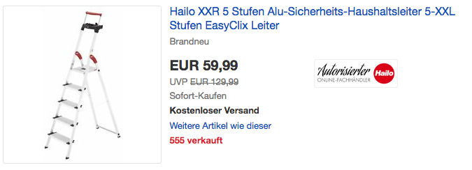 Hailo XXR ComfortLine Alu-Stehleiter mit 5 XXL-Stufen, max. 280 cm Arbeitshöhe Hailo XXR ComfortLine Alu-Stehleiter mit 5 XXL-Stufen, max. 280 cm Arbeitshöhe