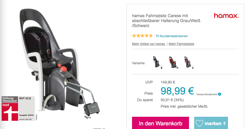 hamax Fahrradsitz Caress mit abschließbarer Halterung, grau/weiß/schwarz hamax Fahrradsitz Caress mit abschließbarer Halterung, grau/weiß/schwarz
