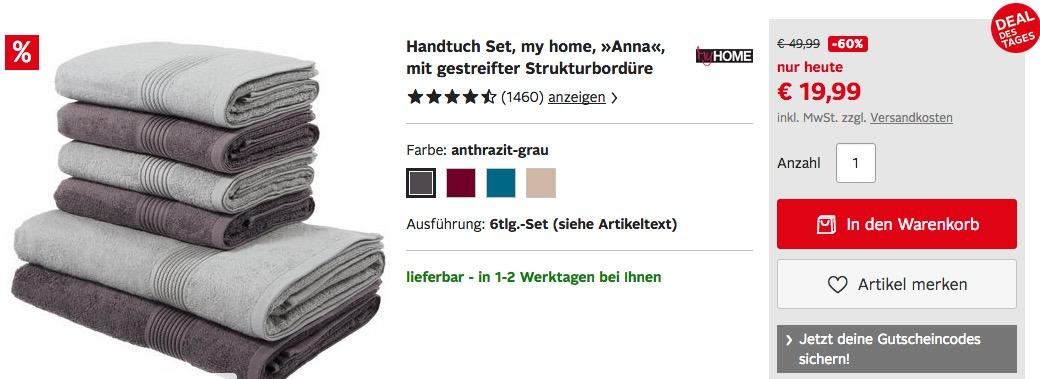 Handtuch Set "Anna" 6tlg. - jetzt 16% billiger Handtuch Set "Anna" 6tlg. - jetzt 16% billiger