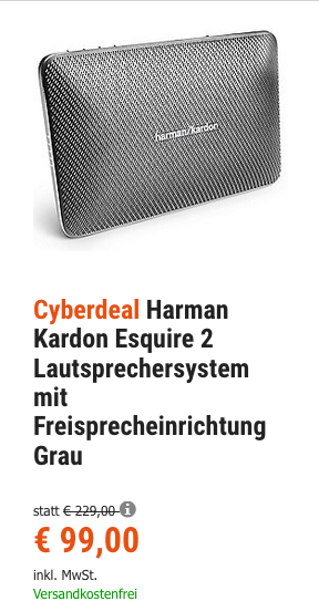 Harman Kardon Esquire 2 Lautsprechersystem, grau Harman Kardon Esquire 2 Lautsprechersystem, grau