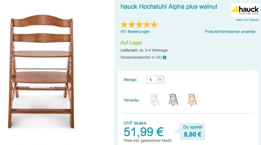 hauck Hochstuhl Alpha Plus - jetzt 13% billiger hauck Hochstuhl Alpha Plus - jetzt 13% billiger