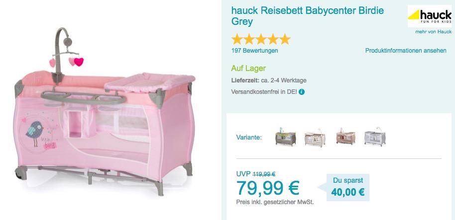 hauck Reisebett Babycenter Birdie Grey - jetzt 15% billiger hauck Reisebett Babycenter Birdie Grey - jetzt 15% billiger