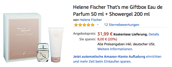 Helene Fischer That's me Giftbox (Eau de Parfum 50 ml + Showergel 200 ml) Helene Fischer That's me Giftbox (Eau de Parfum 50 ml + Showergel 200 ml)