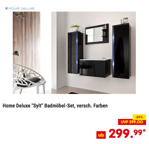 Home Deluxe Sylt Badmöbel-Set in Schwarz oder Weiß Home Deluxe Sylt Badmöbel-Set in Schwarz oder Weiß