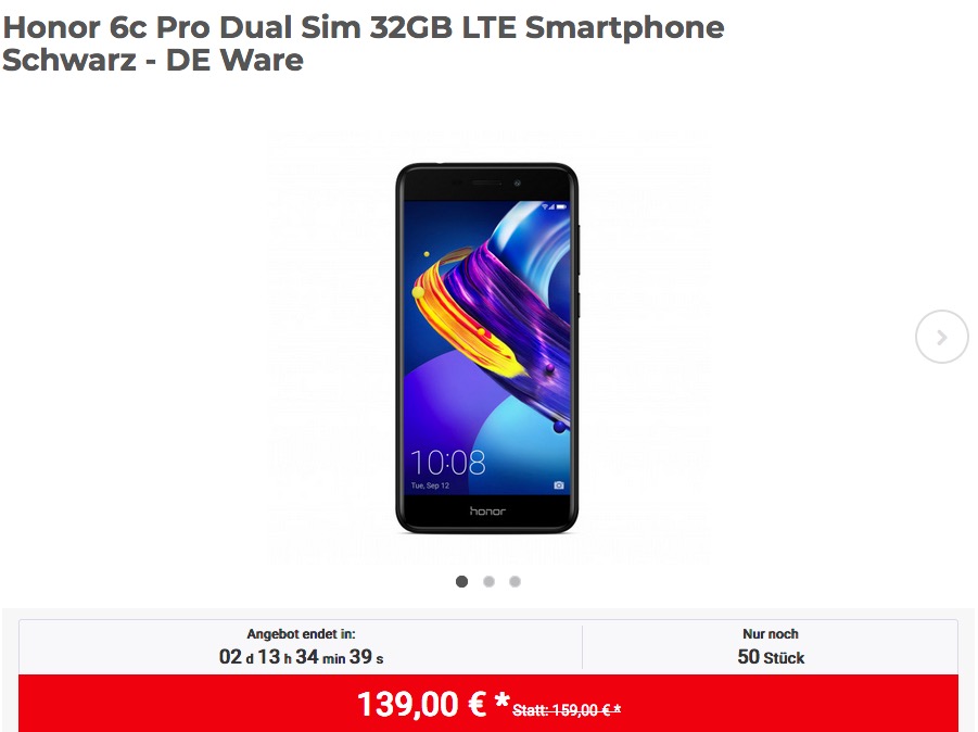Honor 6c Pro Dual Sim 32GB LTE Smartphone Schwarz - jetzt 7% billiger Honor 6c Pro Dual Sim 32GB LTE Smartphone Schwarz - jetzt 7% billiger