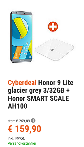 Honor 9 Lite 3/32GB + Honor SMART SCALE AH100 Körperwaage Honor 9 Lite 3/32GB + Honor SMART SCALE AH100 Körperwaage