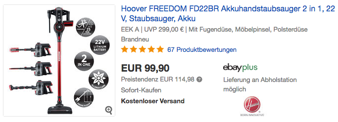 Hoover Freedom FD22BR 2 in 1 Akku - Staubsauger Hoover Freedom FD22BR 2 in 1 Akku - Staubsauger