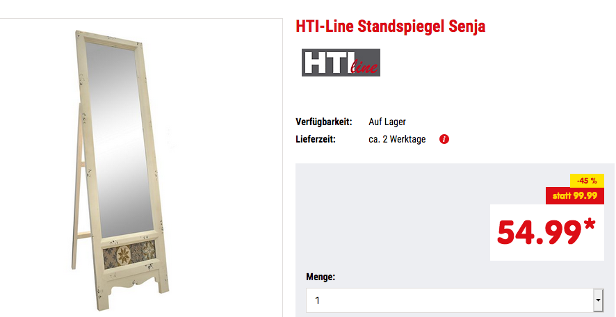 HTI-Line Standspiegel Senja, 158 x45 cm HTI-Line Standspiegel Senja, 158 x45 cm