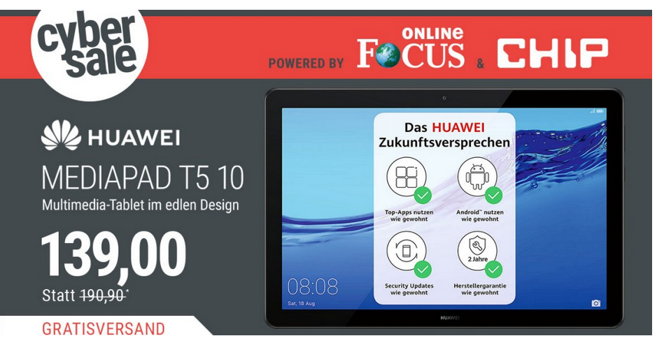 HUAWEI MediaPad T5 10 Tablet-PC (32 GB, 10,1 Zoll, WiFi, schwarz) HUAWEI MediaPad T5 10 Tablet-PC (32 GB, 10,1 Zoll, WiFi, schwarz)