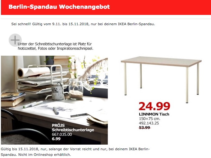 IKEA Berlin-Spandau - LINNMON Tisch - jetzt 54% billiger IKEA Berlin-Spandau - LINNMON Tisch - jetzt 54% billiger