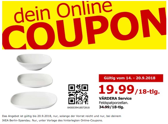 IKEA Berlin-Spandau - VÄRDERA Service Feldspatporzellan, 18-tlg. - jetzt 43% billiger IKEA Berlin-Spandau - VÄRDERA Service Feldspatporzellan, 18-tlg. - jetzt 43% billiger