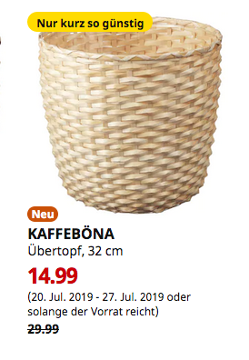 IKEA Brinkum - KAFFEBÖNA Übertopf, Bambus, 32 cm IKEA Brinkum - KAFFEBÖNA Übertopf, Bambus, 32 cm