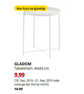 IKEA Düsseldorf - GLADOM Tabletttisch, weiß, 45x53 cm IKEA Düsseldorf - GLADOM Tabletttisch, weiß, 45x53 cm