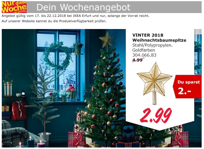 IKEA Erfurt - VINTER 2018 Weihnachtsbaumspitze - jetzt 40% billiger IKEA Erfurt - VINTER 2018 Weihnachtsbaumspitze - jetzt 40% billiger